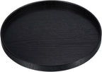 Wood Serving Tray 8 Inch, Round Decorative Platter for Home Decor Kitchen Table Candle Holder, Black