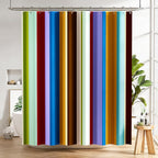 Shower Curtain, Washable Cloth Black Shower Curtain Sets with 12 Shower Curtain Hooks, Fabric Rustic Black and White Striped Curtain, Farmhouse Bathroom Curtains, 72x72 Inches