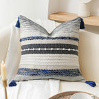 BlissBlush Coastal Blue Decorative Lumbar Pillow Cover 14x36 Boho Long Body Pillow for Bed Farmhouse Lumbar Throw Pillow for Couch Modern Accent Textured Throw Pillowcase