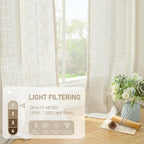 Natural Ivory Linen Semi Sheer Curtains 84 inch Length, Cream Light Filtering Soft Thick Neutral Living Room Drapes with Bronze Grommet for Bedroom/Farmhouse, 2 Panels, 52 x 84 Inch