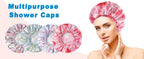 4 PCS Shower Caps for Women, Elastic and Reusable Bath Caps, Double Waterproof Layers Shower Cap, Bathing Shower Caps, Environmental Protection Hair Bath Hat - Printed Color