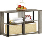 Furinno Basic Coffee Table, 2-Tier Modern Coffee Table with Open Shelf, Easy Assembly Side Table, for Living Room, Bedroom, Home Office, Amber Oak