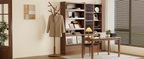 Coat Rack,Solid Wood Coat Rack Freestanding with 12 Hooks,Coat tree freestanding 3 Adjustable Heights for coat, Hats, Handbags，Coat Stand for Entryway,Bedroom (Walnut)