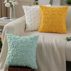 DFXSZ Spring Summer Pillow Covers 18x18 inch Set of 2 Farmhouse Decor Yellow Color Flower Heart Sunflower Soft Plush Faux Fur Jacquard Throw Pillows for Sofa Holiday Spring Home Decor PTK024C18