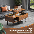 Sweetcrispy Lift Top Coffee Tables for Living Room, Small Rising Wooden Center Tables with Storage Shelf and Hidden Compartment, Brown | Lift Top, Coffee Tables, for Living Room, Rising, Dining Center Tables, with Storage Shelf