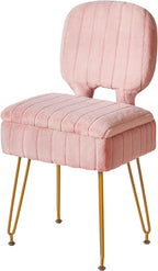 Small Storage Vanity Stool with Folding Backrest, 12.99" x 13.78" x 31.5" Square Teddy Velvet Ottoman, Makeup Chair for Living Room, 4 Metal Legs with Anti-Slip Feet, White WBD027W