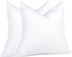 puredown® Feather Down Throw Pillow Inserts 22 x 22 (Pack of 2, White), Big Throw Pillows for Floor, Couch, Bed, Machine Washable