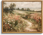 Framed Canvas Wall Art,Vintage Decor,Landscape Nature Country Wildflower Paintings Farmhouse Pictures Modern Artwork Rustic Fall Flower Prints Cottagecore Office Living Room Bedroom Bathroom
