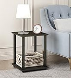 Furinno Basic Coffee Table, 2-Tier Modern Coffee Table with Open Shelf, Easy Assembly Side Table, for Living Room, Bedroom, Home Office, Amber Oak