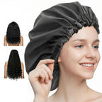 Shower Cap,Extra Adjustable Shower Caps for Women Double-Layer Waterproof Reusable Hair Cap, Large Size Hair Cap for All Hair,for Girls Spa Bath,Soft and Comfortable (Purple)