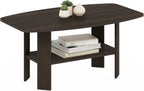 Furinno Basic Coffee Table, 2-Tier Modern Coffee Table with Open Shelf, Easy Assembly Side Table, for Living Room, Bedroom, Home Office, Amber Oak