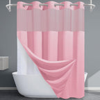 Grey Shower Curtain and Liner Set - 230GSM Waffle Weave Textured Heavy Duty,Hotel Luxury Weighted Bath Curtain,71W x 74H