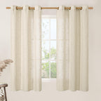 Natural Ivory Linen Semi Sheer Curtains 84 inch Length, Cream Light Filtering Soft Thick Neutral Living Room Drapes with Bronze Grommet for Bedroom/Farmhouse, 2 Panels, 52 x 84 Inch
