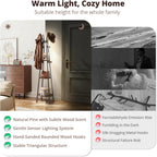 young master Coat Rack, Freestanding Coat Rack with 3 Shelves and 12 Hooks, Coat tree with Motion Sensor Light for Entryway, Livingroom, Hall Tree Free Standing for Coats, Scarves, Handbags, Black