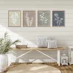 Framed Boho Wall Art Set of 4 for Wooded Minimalist Botanical Print Wall Art for Rustic Vintage Farmhouse Home Kitchen Wall Decor (Brown, 11x14)