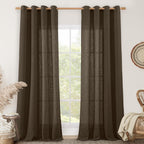 Natural Ivory Linen Semi Sheer Curtains 84 inch Length, Cream Light Filtering Soft Thick Neutral Living Room Drapes with Bronze Grommet for Bedroom/Farmhouse, 2 Panels, 52 x 84 Inch