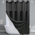 Grey Shower Curtain and Liner Set - 230GSM Waffle Weave Textured Heavy Duty,Hotel Luxury Weighted Bath Curtain,71W x 74H
