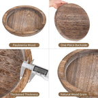 Candle Plate Holder Tray: Round Wood Decorative Candle Plate - Rustic Farmhouse CoffeeTable Decor - Tealight Pillar Trays for Home Decor (Distressed)