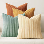 Boho Farmhouse Sage Green Throw Pillow Covers 18x18 Inch Set of 4 Mordern Nordic Cushion Covers Soft Corduroy Spring Home Decor for Couch Bed Sofa Living Room Forest Green