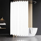 Design Waffle Weave White Shower Curtain Hotel Luxury Quality, Fabric Shower Curtains for Bathroom, Pique Pattern Cloth, Water Repellent and Machine Washable, Standard Size 71" x 72"