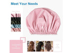 Shower Cap for Women, Double Layer Waterproof Bath Cap, Reusable Hair Protector, Large Waterproof Shower Bonnet Washable Elastic Band Bath Hair Hat for Long Hair, Braids， - Pink