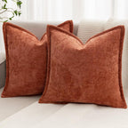 Grey Decorative Throw Pillow Covers 18x18 Inch Set of 2 Cozy Soild Chenille Cushion Cases Soft Textured Square Couch Pillows Cover Boho Accent Farmhouse Pillowcases for Sofa Bed