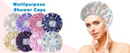 Shower Caps for Women, 4 PCS Elastic and Reusable Bath Caps, Double Waterproof Layers Shower Cap, Bathing Shower Caps, Environmental Protection Hair Bath Hat - Solid Color