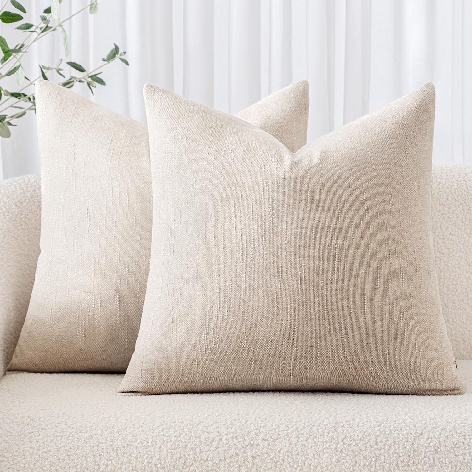 MIULEE Pack of 2 Decorative Throw Pillow Covers Soft Chenille Throw Pillows Solid Neutral Farmhouse Textured Cushion Covers for Couch Sofa Bedroom Living Room 20x20 Inch, Taupe Grey