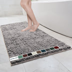 Chenille Bathroom Rugs Quick Dry Microfiber Mats Non Slip Washable, Extra Thick, Soft and Highly Absorbent Bath Mats for Bathroom, Kitchen, and Shower Floor - Grey 36"x60"