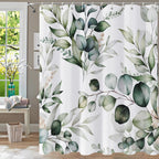 Shower Curtain Blue Eucalyptus Shower Curtains for Bathroom, Watercolor Leaf Shower Curtain Sets Waterproof Plant Shower Curtain Leaves Fabric Cloth Bathroom Curtains 72x72 inch with Hooks