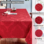 Rectangle Table Cloth Linen Farmhouse Stainproof Waterproof Washable Polyester Oblong Rectangular Fabric Table Cover for Kitchen Dining Dinner (Red, 52 X 70 Inch)