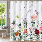 Shower Curtain Blue Eucalyptus Shower Curtains for Bathroom, Watercolor Leaf Shower Curtain Sets Waterproof Plant Shower Curtain Leaves Fabric Cloth Bathroom Curtains 72x72 inch with Hooks