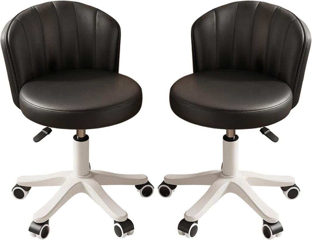 Small Round Rolling Desk Chair Armless Comfy Vanity Computer Chair Height Adjustable Swivel Work Spa Chair