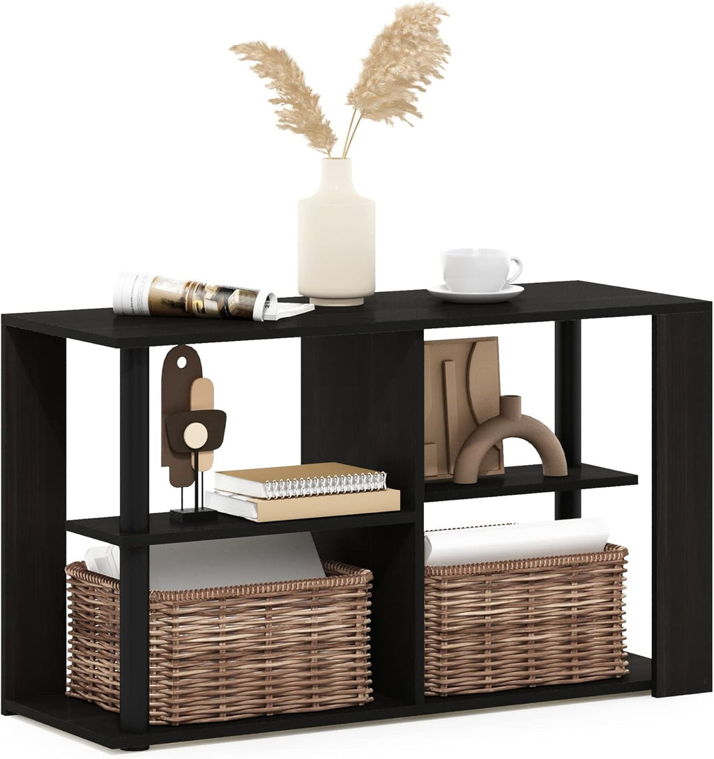 Furinno Basic Coffee Table, 2-Tier Modern Coffee Table with Open Shelf, Easy Assembly Side Table, for Living Room, Bedroom, Home Office, Amber Oak