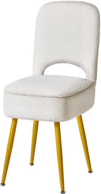 Small Storage Vanity Stool with Folding Backrest, 12.99" x 13.78" x 31.5" Square Teddy Velvet Ottoman, Makeup Chair for Living Room, 4 Metal Legs with Anti-Slip Feet, White WBD027W
