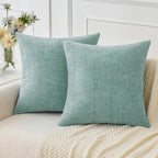 MIULEE Pack of 2 Couch Throw Pillow Covers 18x18 Inch Spring Soft Sage Green Chenille Pillow Covers for Sofa Living Room Solid Dyed Pillow Cases