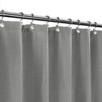 Design Waffle Weave White Shower Curtain Hotel Luxury Quality, Fabric Shower Curtains for Bathroom, Pique Pattern Cloth, Water Repellent and Machine Washable, Standard Size 71" x 72"