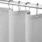 Shower Curtain Beige, Fabric Boho Farmhouse Shower Curtains for Bathroom Cream Cotton Natural Cloth Liner Set 72" W x 72" L