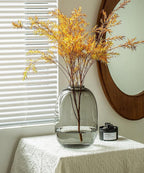 Brown Glass Vase Round Clear Colored Flower Vase for Centerpiece Long Stem Branch Fresh Artificial Plant Bottle Modern Home Indoor Decoration (Brown)