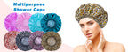 Shower Caps for Women, 4 PCS Elastic and Reusable Bath Caps, Double Waterproof Layers Shower Cap, Bathing Shower Caps, Environmental Protection Hair Bath Hat - Solid Color