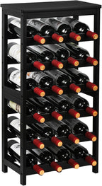 Bamboo Wine Rack, Sturdy and Durable Wine Storage Cabinet Shelf, Wine Racks Countertop for Pantry,Kitchen,3-Tier 12 Bottles Wine Rack Black