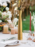 Tall Gold Vase, 16.5 Inch Skinny Flower Vases, Handmade Ceramic Vase Modern Minimalist Style for Living Room,Home,Office,Centerpiece,Table,Wedding Party