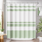 Shower Curtain, Washable Cloth Black Shower Curtain Sets with 12 Shower Curtain Hooks, Fabric Rustic Black and White Striped Curtain, Farmhouse Bathroom Curtains, 72x72 Inches