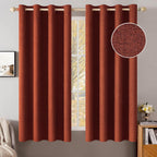 100% Blackout Linen Textured Curtains for Bedroom Solid Thermal Insulated Natural Beige Grommet Room Darkening Curtains & Drapes Luxury Decor for Living Room Nursery 52 x 84 Inch (2 Panels)