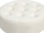 Mid-Century Tufted Adjustable Swivel Makeup Ottoman Stool; Modern Big Size Round Vanity Stool Chair for Bedroom Living Room (White)
