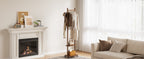 Solid Wood Coat Rack Freestanding - Rolling Clothes Rack with 8 Hooks & Shelves, Small Clothing Rack with Wheels, Heavy Duty Clothing Racks for Hanging Clothes, Portable Hall Tree for Entryway