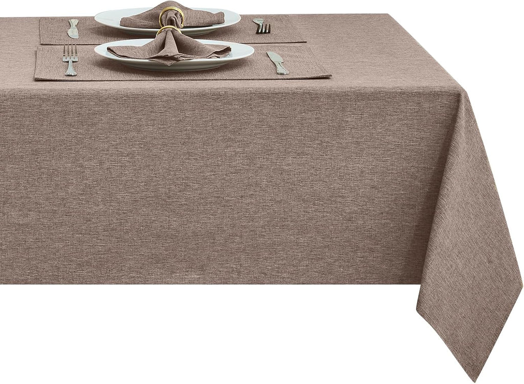 Rectangle Table Cloth Linen Farmhouse Stainproof Waterproof Washable Polyester Oblong Rectangular Fabric Table Cover for Kitchen Dining Dinner (Red, 52 X 70 Inch)