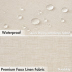 Beige Scalloped Shower Curtain Linen Textured with 12 Metal Hooks Cute Heavy Duty Washable Waterproof Neutral Thick Cloth Shower Curtains with Black Border for Bathroom Bathtub,W72*L72 Cream
