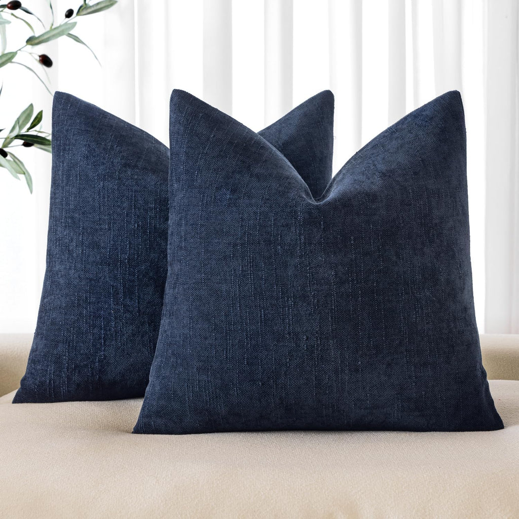 MIULEE Pack of 2 Decorative Throw Pillow Covers Soft Chenille Throw Pillows Solid Neutral Farmhouse Textured Cushion Covers for Couch Sofa Bedroom Living Room 20x20 Inch, Taupe Grey