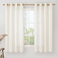 Natural Ivory Linen Semi Sheer Curtains 84 inch Length, Cream Light Filtering Soft Thick Neutral Living Room Drapes with Bronze Grommet for Bedroom/Farmhouse, 2 Panels, 52 x 84 Inch